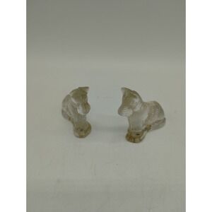 Lot Of 2 Clear Glass Vintage 1930s Scotty Scottie Dog Figurines 2" Tall